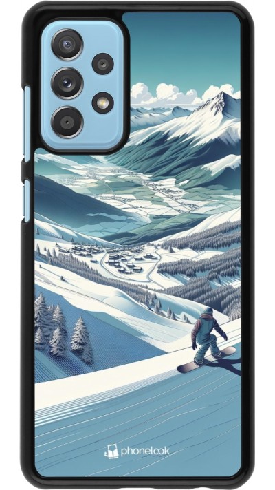 Samsung Galaxy A52 Case Hülle - Snowboarder Berg