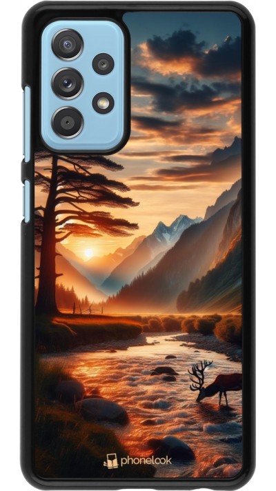 Samsung Galaxy A52 Case Hülle - Tal Sonnenuntergang Hirsch Baum