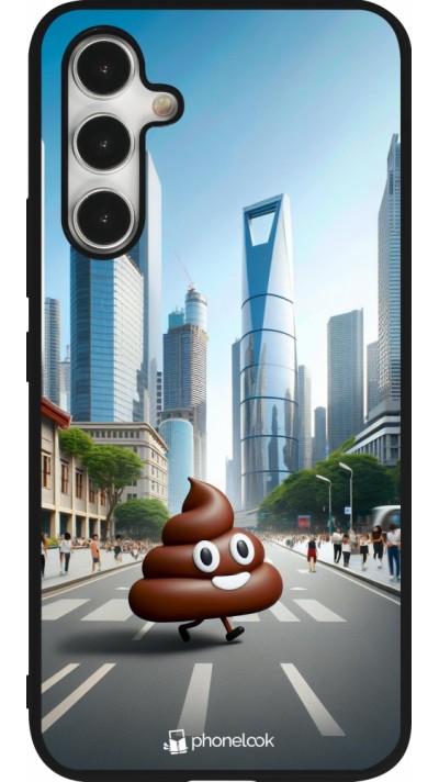Samsung Galaxy A54 Case Hülle - Silikon schwarz Kackhaufen Emoji Spaziergang