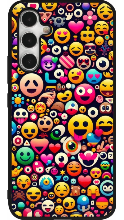 Samsung Galaxy A54 Case Hülle - Silikon schwarz Emoji Mix Farbe