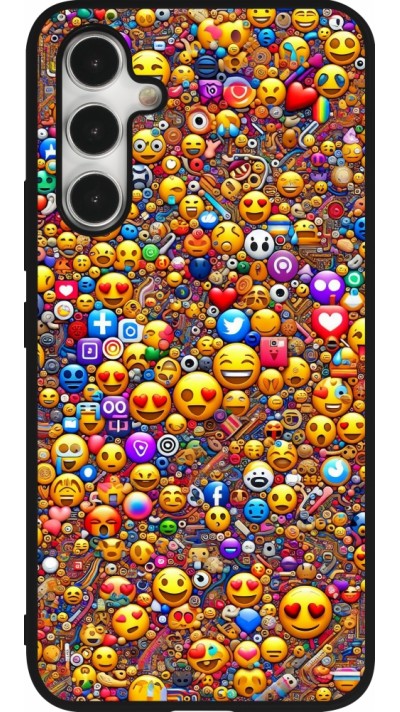 Samsung Galaxy A54 Case Hülle - Silikon schwarz Emoji gemischt