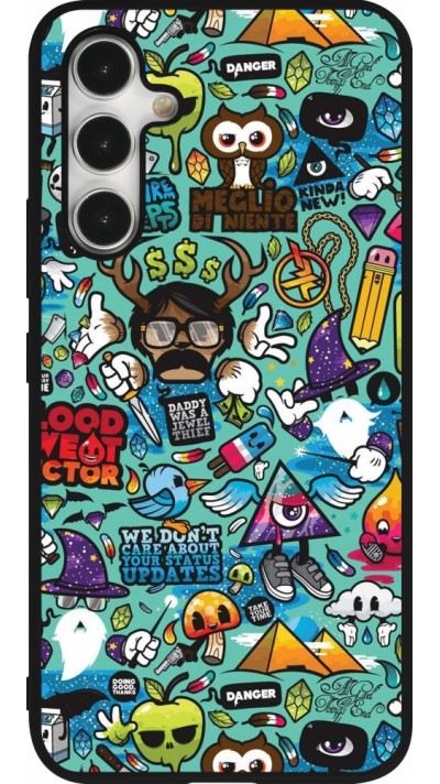 Samsung Galaxy A54 Case Hülle - Silikon schwarz Mixed Cartoons Turquoise