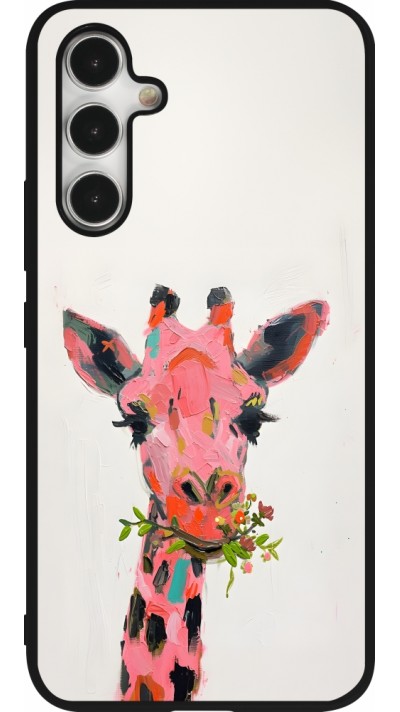 Samsung Galaxy A54 Case Hülle - Silikon schwarz Pink Girafe Paint