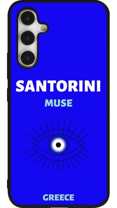 Samsung Galaxy A54 Case Hülle - Silikon schwarz Pop Summer Destination Santorini