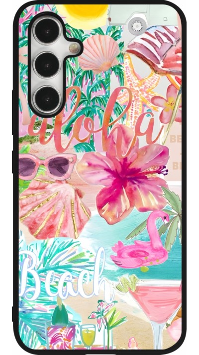 Samsung Galaxy A54 Case Hülle - Silikon schwarz Preppy Collage Aloha