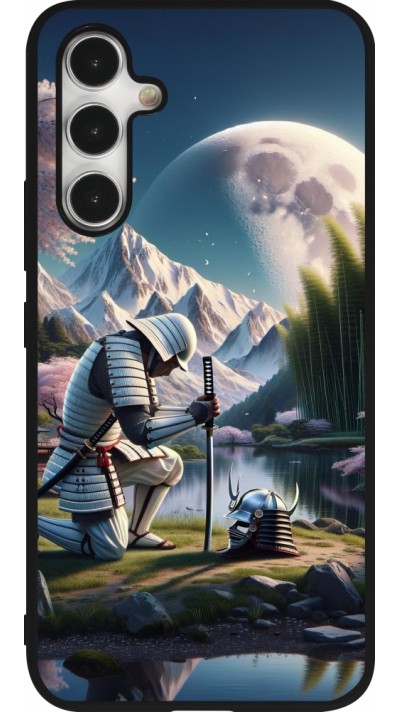 Samsung Galaxy A54 Case Hülle - Silikon schwarz Samurai Katana Mond