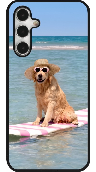 Samsung Galaxy A54 Case Hülle - Silikon schwarz Summer Dog on Paddle