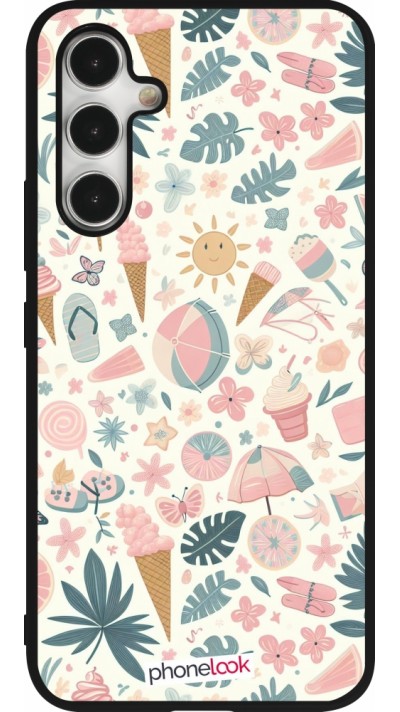 Samsung Galaxy A54 Case Hülle - Silikon schwarz Sommer Pink Muster