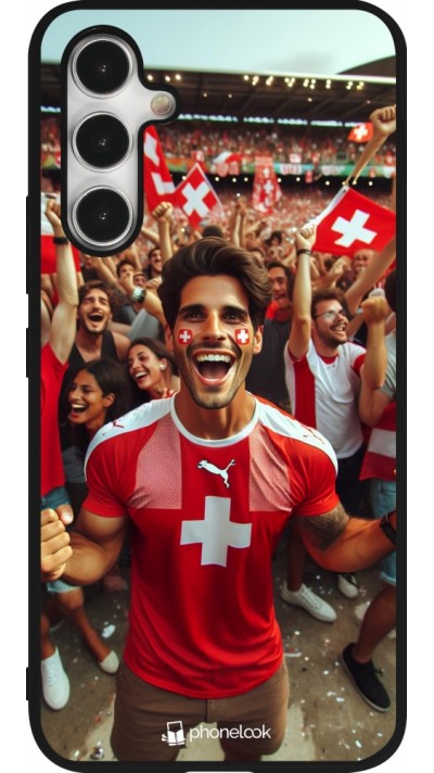 Samsung Galaxy A54 Case Hülle - Silikon schwarz Schweizer Fan Euro 2024