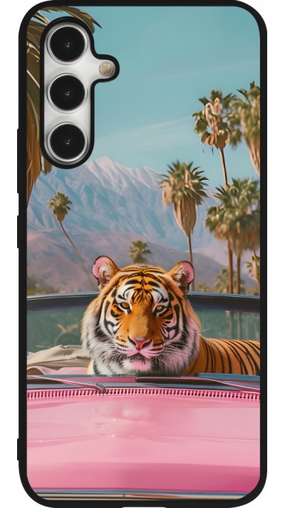 Samsung Galaxy A54 Case Hülle - Silikon schwarz Tiger Auto rosa