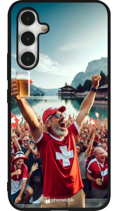 Samsung Galaxy A54 Case Hülle - Silikon schwarz Schweizer Sieg Fanzone Euro 2024