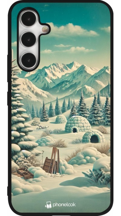 Coque Samsung Galaxy A54 5G - Silicone rigide noir Vintage Snowy Mountain Igloo