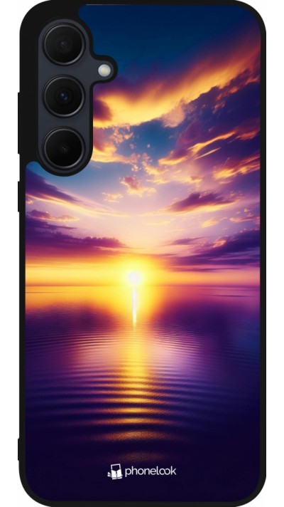 Samsung Galaxy A55 5G Case Hülle - Silikon schwarz Sonnenuntergang gelb violett