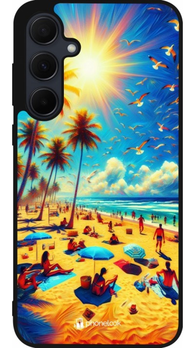 Samsung Galaxy A55 5G Case Hülle - Silikon schwarz Sommer Paradies Farbe