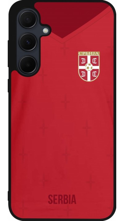 Samsung Galaxy A55 5G Case Hülle - Silikon schwarz Serbien 2022 personalisierbares Fussballtrikot