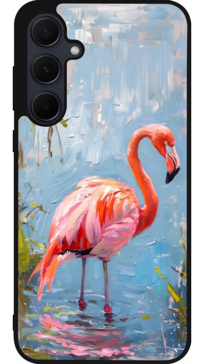 Samsung Galaxy A55 5G Case Hülle - Silikon schwarz Paint Flamingo