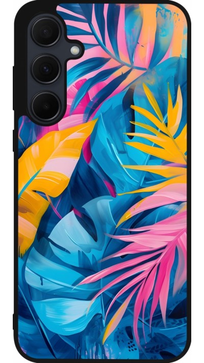 Samsung Galaxy A55 5G Case Hülle - Silikon schwarz Palms Blue