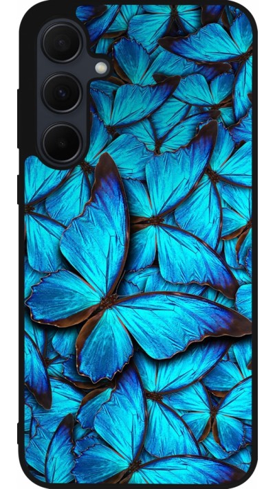 Samsung Galaxy A55 5G Case Hülle - Silikon schwarz Papillon bleu