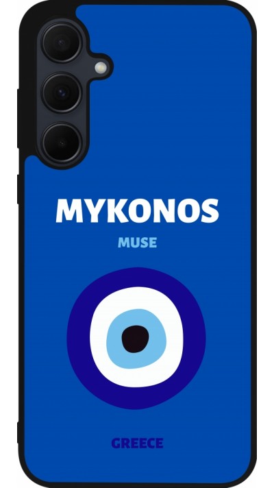 Samsung Galaxy A55 5G Case Hülle - Silikon schwarz Pop Summer Destination Mykonos