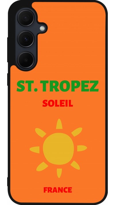 Samsung Galaxy A55 5G Case Hülle - Silikon schwarz Pop Summer Destination St-Tropez