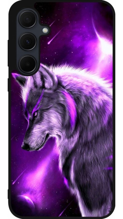 Samsung Galaxy A55 5G Case Hülle - Silikon schwarz Purple Sky Wolf