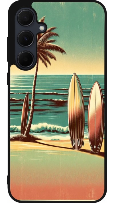 Coque Samsung Galaxy A55 5G - Silicone rigide noir Surf Paradise