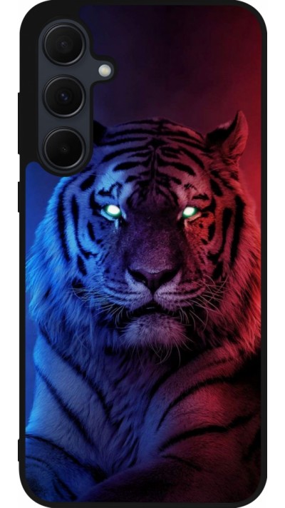 Coque Samsung Galaxy A55 5G - Silicone rigide noir Tiger Blue Red