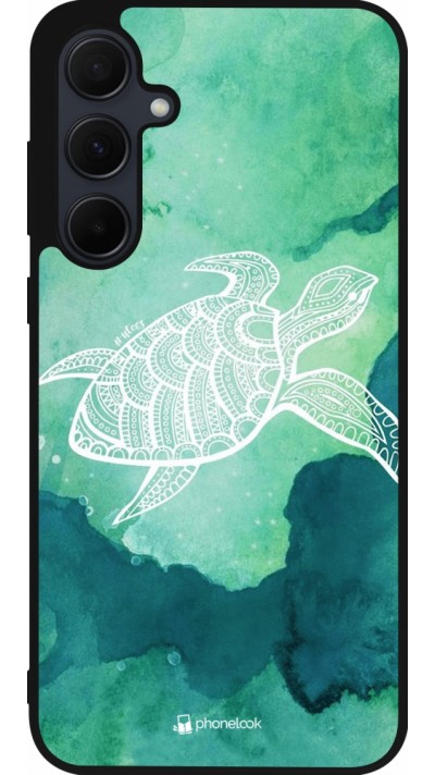 Coque Samsung Galaxy A55 5G - Silicone rigide noir Turtle Aztec Watercolor