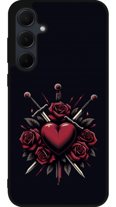 Coque Samsung Galaxy A55 5G - Silicone rigide noir Valentine 2024 gothic love
