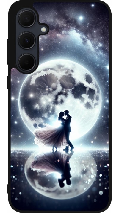 Coque Samsung Galaxy A55 5G - Silicone rigide noir Valentine 2024 Love under the moon