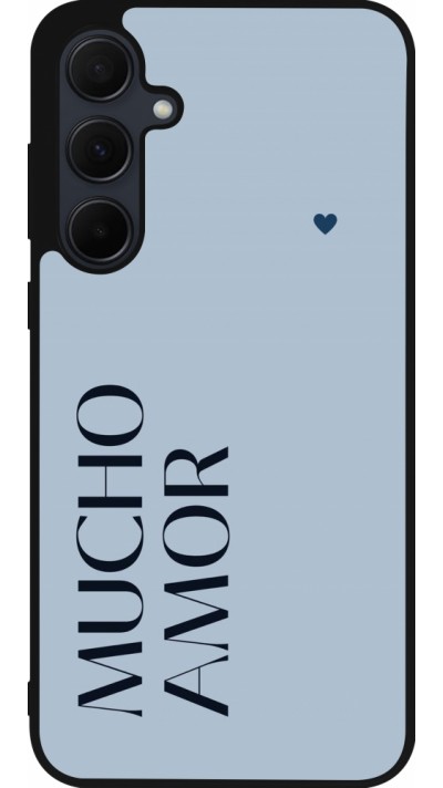 Coque Samsung Galaxy A55 5G - Silicone rigide noir Valentine 2024 mucho amor azul
