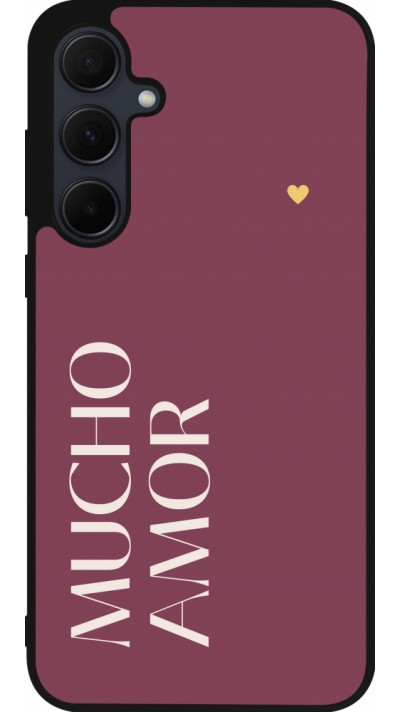 Coque Samsung Galaxy A55 5G - Silicone rigide noir Valentine 2024 mucho amor rosado