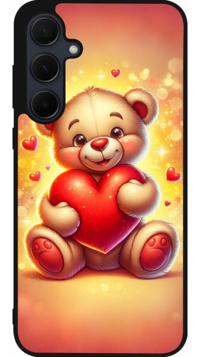 Coque Samsung Galaxy A55 5G - Silicone rigide noir Valentine 2024 Teddy love