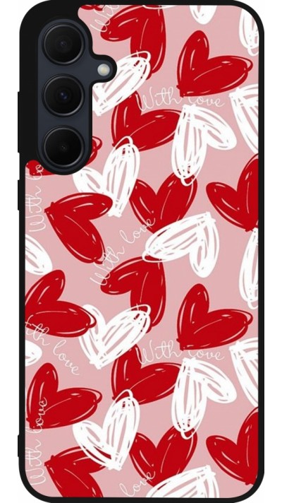 Coque Samsung Galaxy A55 5G - Silicone rigide noir Valentine 2024 with love heart