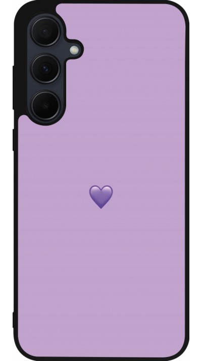 Coque Samsung Galaxy A55 5G - Silicone rigide noir Valentine 2023 purpule single heart