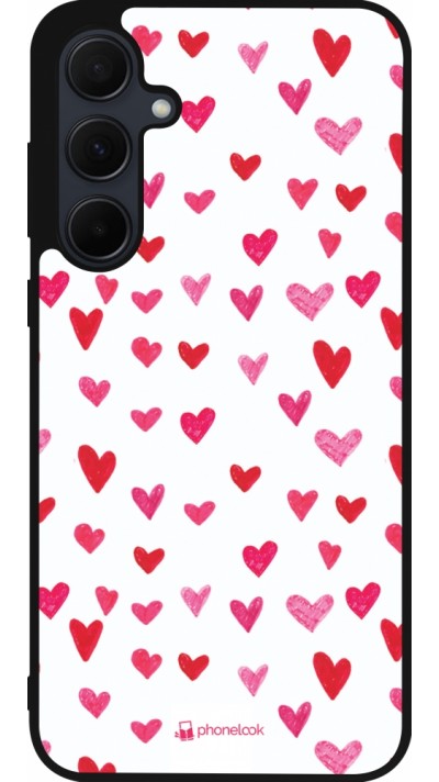 Coque Samsung Galaxy A55 5G - Silicone rigide noir Valentine 2022 Many pink hearts