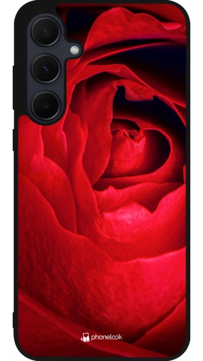 Coque Samsung Galaxy A55 5G - Silicone rigide noir Valentine 2022 Rose