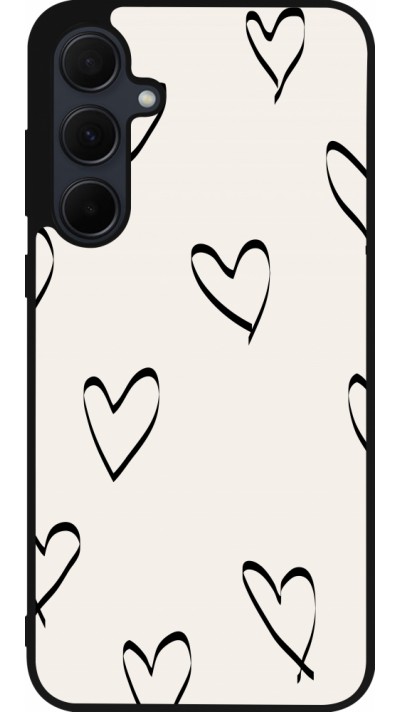 Coque Samsung Galaxy A55 5G - Silicone rigide noir Valentine 2023 minimalist hearts