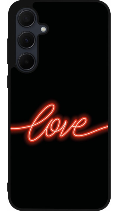 Coque Samsung Galaxy A55 5G - Silicone rigide noir Valentine 2023 neon love