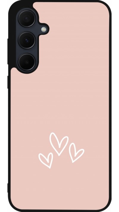 Coque Samsung Galaxy A55 5G - Silicone rigide noir Valentine 2023 three minimalist hearts