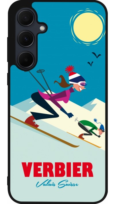 Coque Samsung Galaxy A55 5G - Silicone rigide noir Verbier Ski Downhill