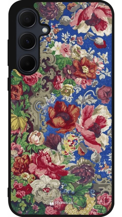 Coque Samsung Galaxy A55 5G - Silicone rigide noir Vintage Art Flowers