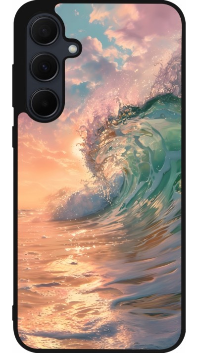 Coque Samsung Galaxy A55 5G - Silicone rigide noir Wave Sunset