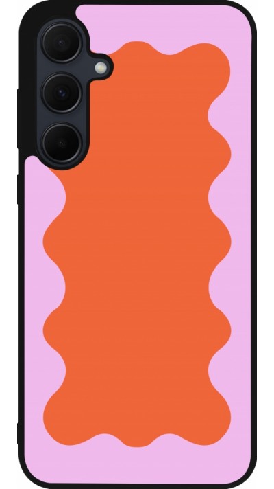 Coque Samsung Galaxy A55 5G - Silicone rigide noir Wavy Rectangle Orange Pink