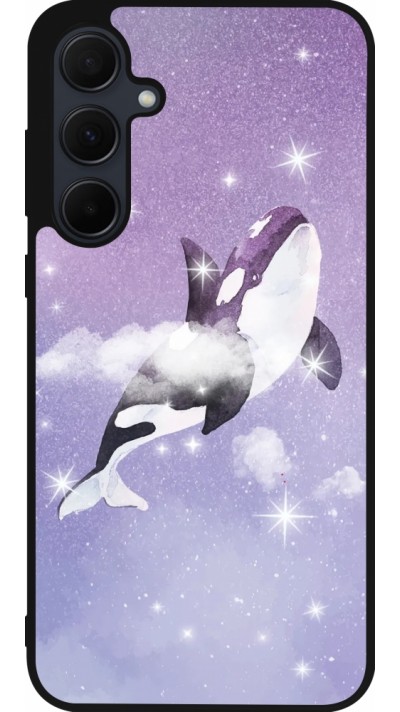 Coque Samsung Galaxy A55 5G - Silicone rigide noir Whale in sparking stars