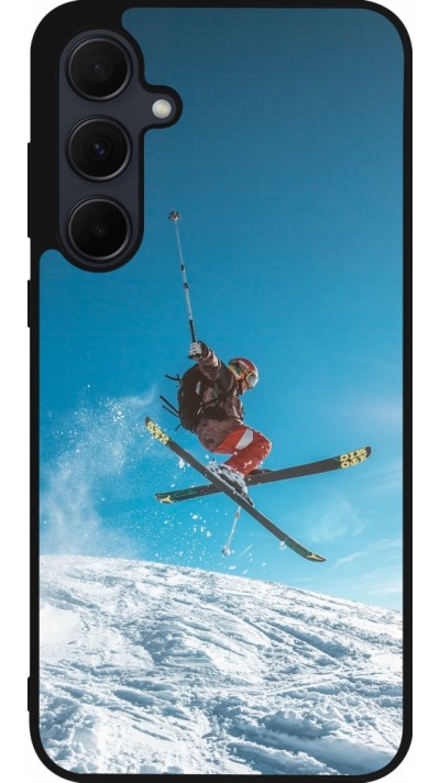 Coque Samsung Galaxy A55 5G - Silicone rigide noir Winter 22 Ski Jump