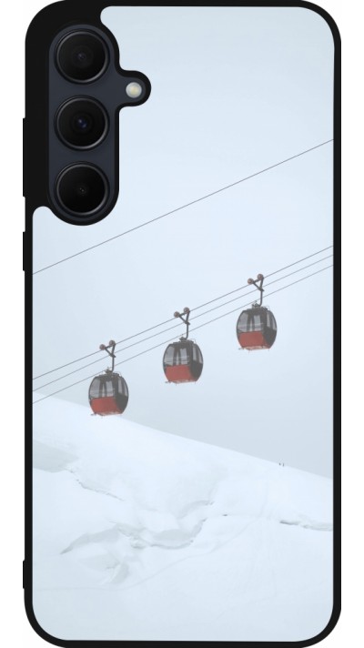 Coque Samsung Galaxy A55 5G - Silicone rigide noir Winter 22 ski lift