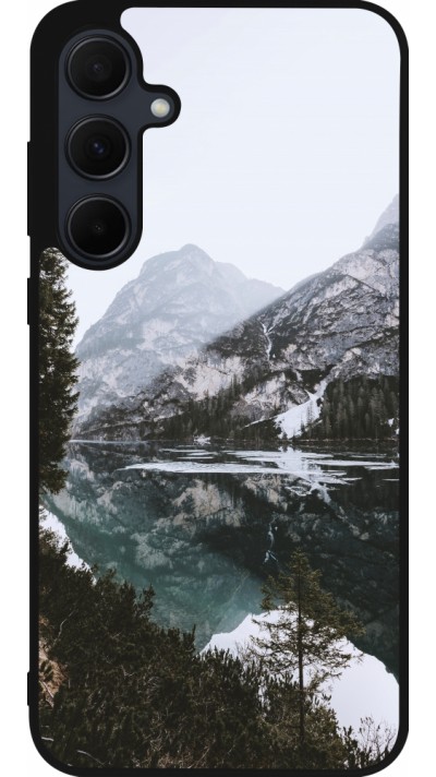 Coque Samsung Galaxy A55 5G - Silicone rigide noir Winter 22 snowy mountain and lake
