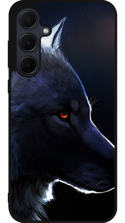 Coque Samsung Galaxy A55 5G - Silicone rigide noir Wolf Shape