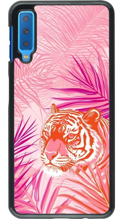 Samsung Galaxy A7 Case Hülle - Tiger Palmen rosa